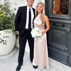 Formal satin halter gown